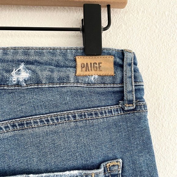 Paige Denim Cut Off Jean Shorts Size 28 Stretchy Raw Hem Frayed Distressed Beach - Picture 8 of 16